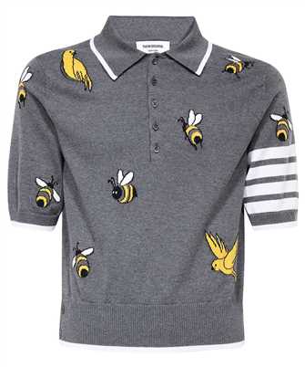 Thom Browne MKP083A Y1002 BIRDS AND BEES HALF DROP INTARSIA Polo