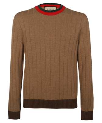 Gucci 721035 XKB4A RIB KNIT CAMEL WITH WEB Maglia