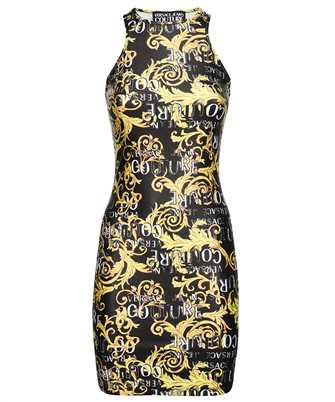 Versace Jeans Couture 74HAO944 JS178 LYCRA SATIN CINZ PRINT LOGO Dress