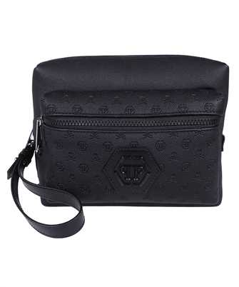Philipp Plein SAEA MBA 1451 PTE120N CANVAS LEATHER POUCH MONOGRAM Borsa
