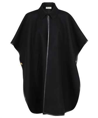 Saint Laurent 661166 Y143V CASHMERE WITH LEATHER PIPING Cape
