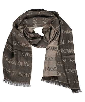 Emporio Armani 625060 CC786 VIRGIN-WOOL BLEND WITH JACQUARD LOGO LETTERING AND FRINGES Sciarpa