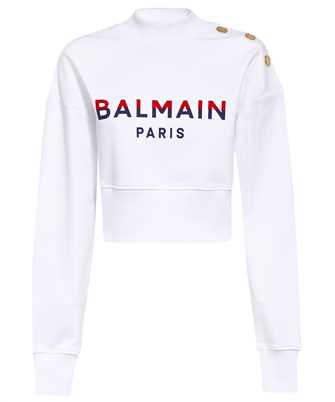Balmain BF1JO040BC46 FLOCKED BALMAIN PARIS CROPPED Sweatshirt