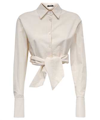 Balmain AF1HU105CC79 KNOTTED COTTON CROPPED Shirt