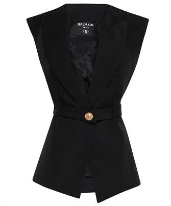 Balmain AF1SA141WB05 SLEEVELESS BELTED GRAIN DE POUDRE Jacket