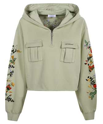 Off-White OWBB06BF25FLE001 Sweatshirt BOOKISH FLOWERS CROP HOOD