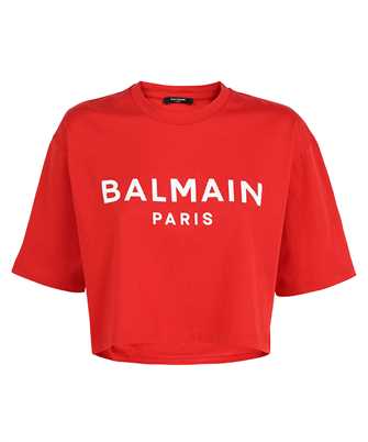 Balmain XF0EE020BB02 CROPPED BALMAIN PRINT T-Shirt