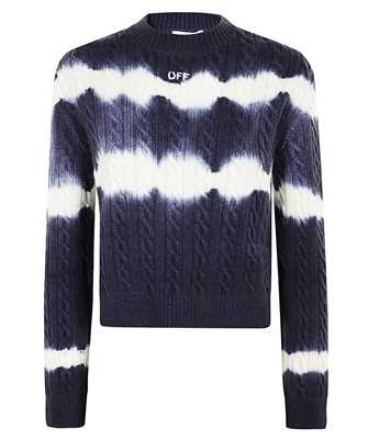 Off-White OWHE10IF25KNI001 OFF TIEDYE CABLE CROP Sweatshirt