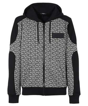 Balmain YH1JX001JB22 ZIPPED MONOGRAM Hoodie