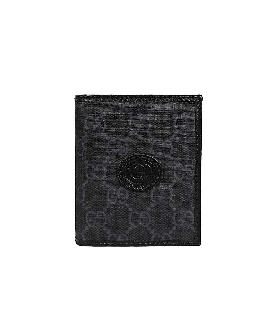 Mini wallet with Interlocking G in black GG Supreme