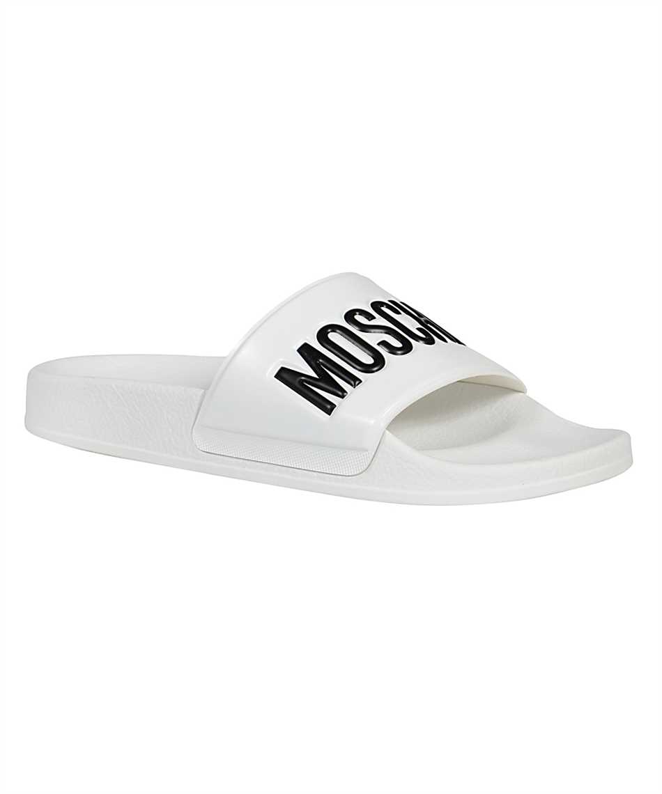 white moschino slides