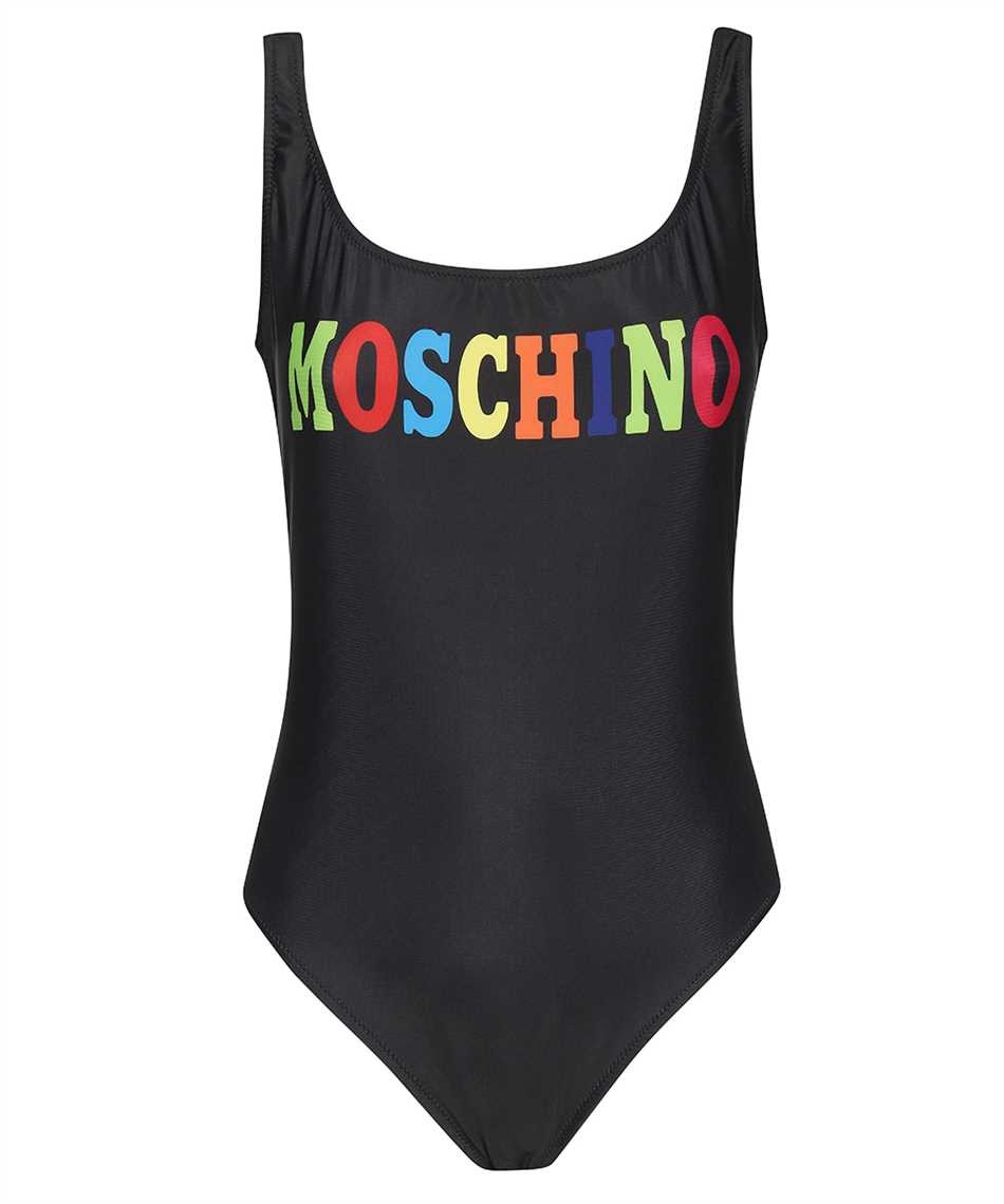 Moschino 42 573 Multicolour Logo One Piece Swimsuit Black
