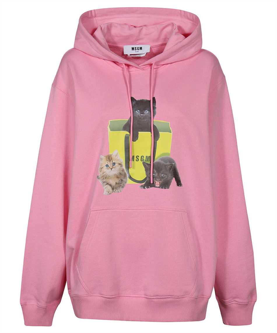 MSGM 3341MDM173 227799 CAT LOGO BAG Hoodie Pink