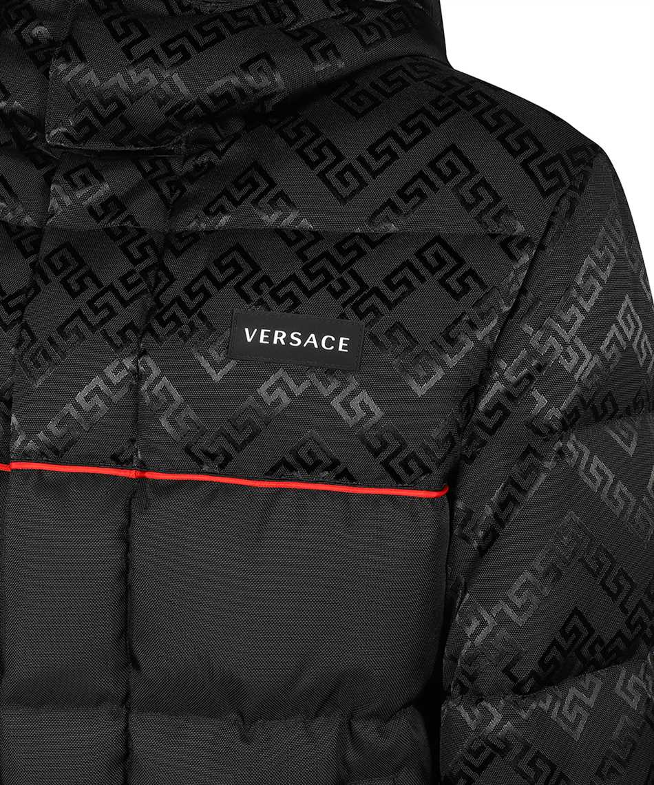 Versace Greca Argyle Accent Padded Jacket In Black