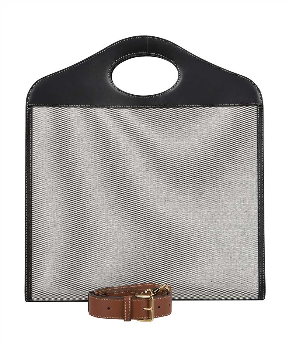Burberry 8032336 MEDIUM TWO-TONE CANVAS AND LEATHER POCKET Bag Black