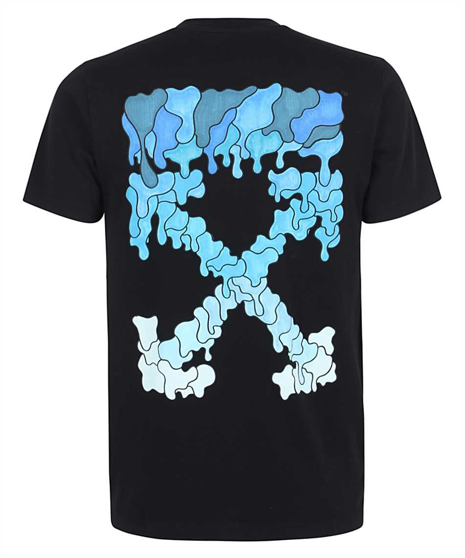 off white black and blue shirt