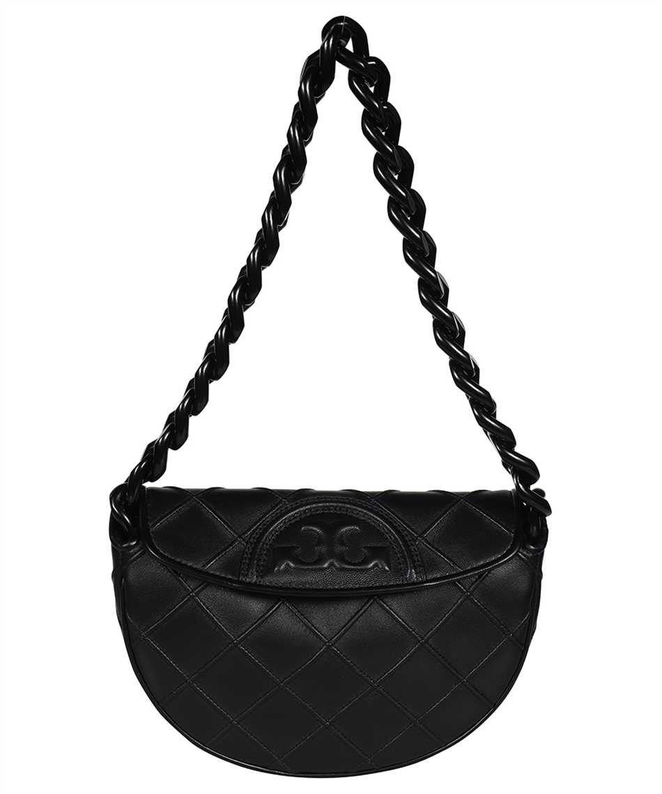 Tory Burch Fleming Soft Small Leather Shoulder Bag In Black