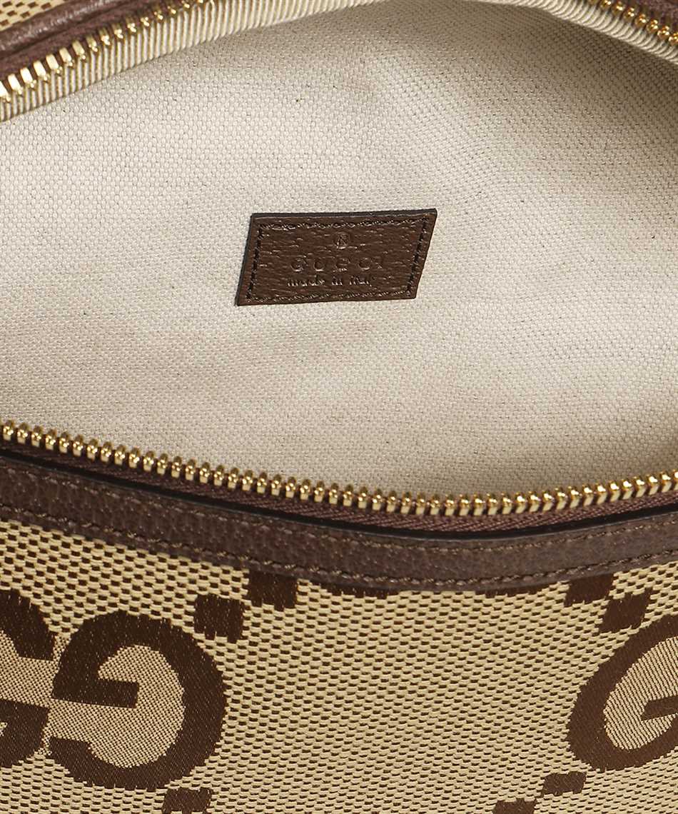 GUCCI Jumbo GG Canvas Leather Belt Bag Camel 696031