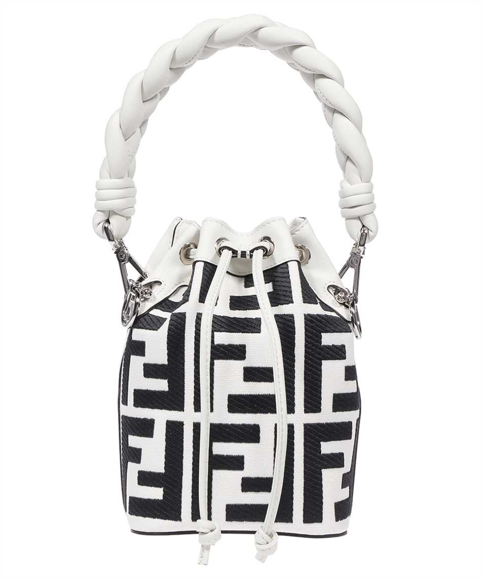 Fendi Mon Tresor Mini Leather Bucket Bag White