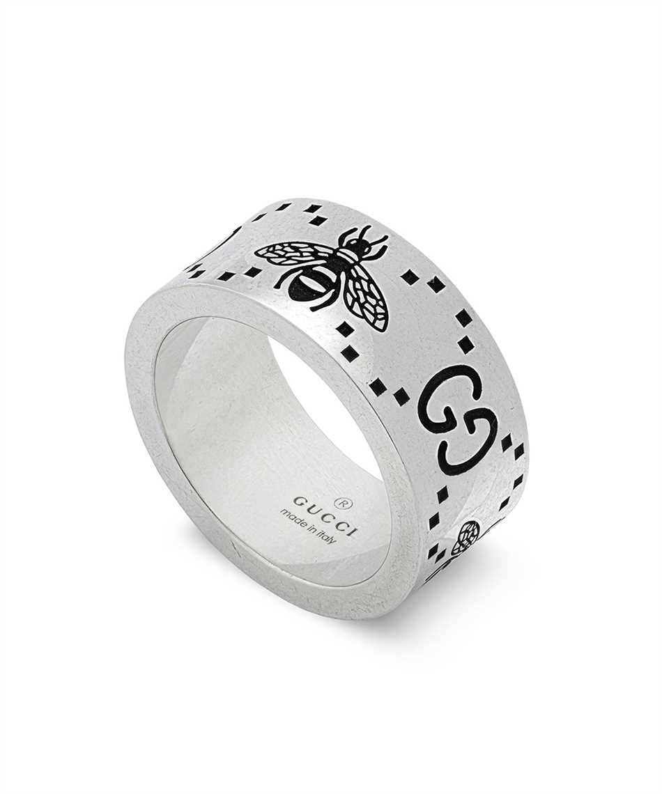 Gucci Jewelry Silver JWL YBC728304001 GG AND BEE ENGRAVED WIDE Ring 1