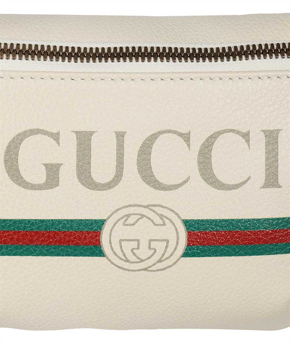 gucci print leather belt bag white
