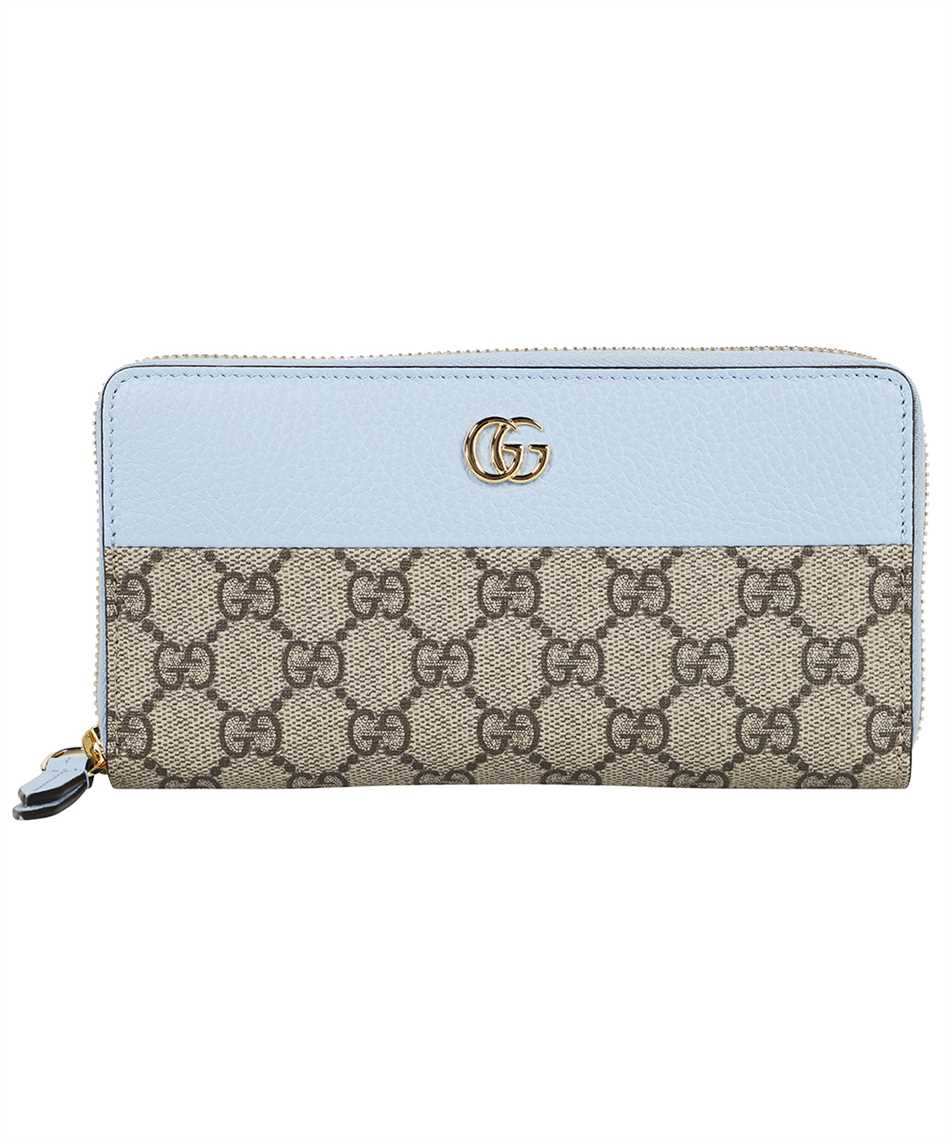 GG Marmont zip around wallet in pink leather and GG Supreme