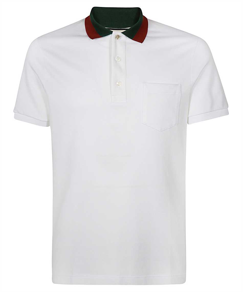 black gucci polo with red and green collar