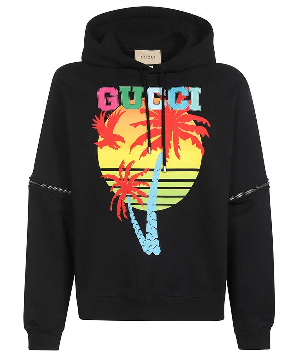 Gucci 700117 XJEOT REMOVABLE SLEEVES GUCCI SUNSET Hoodie Black