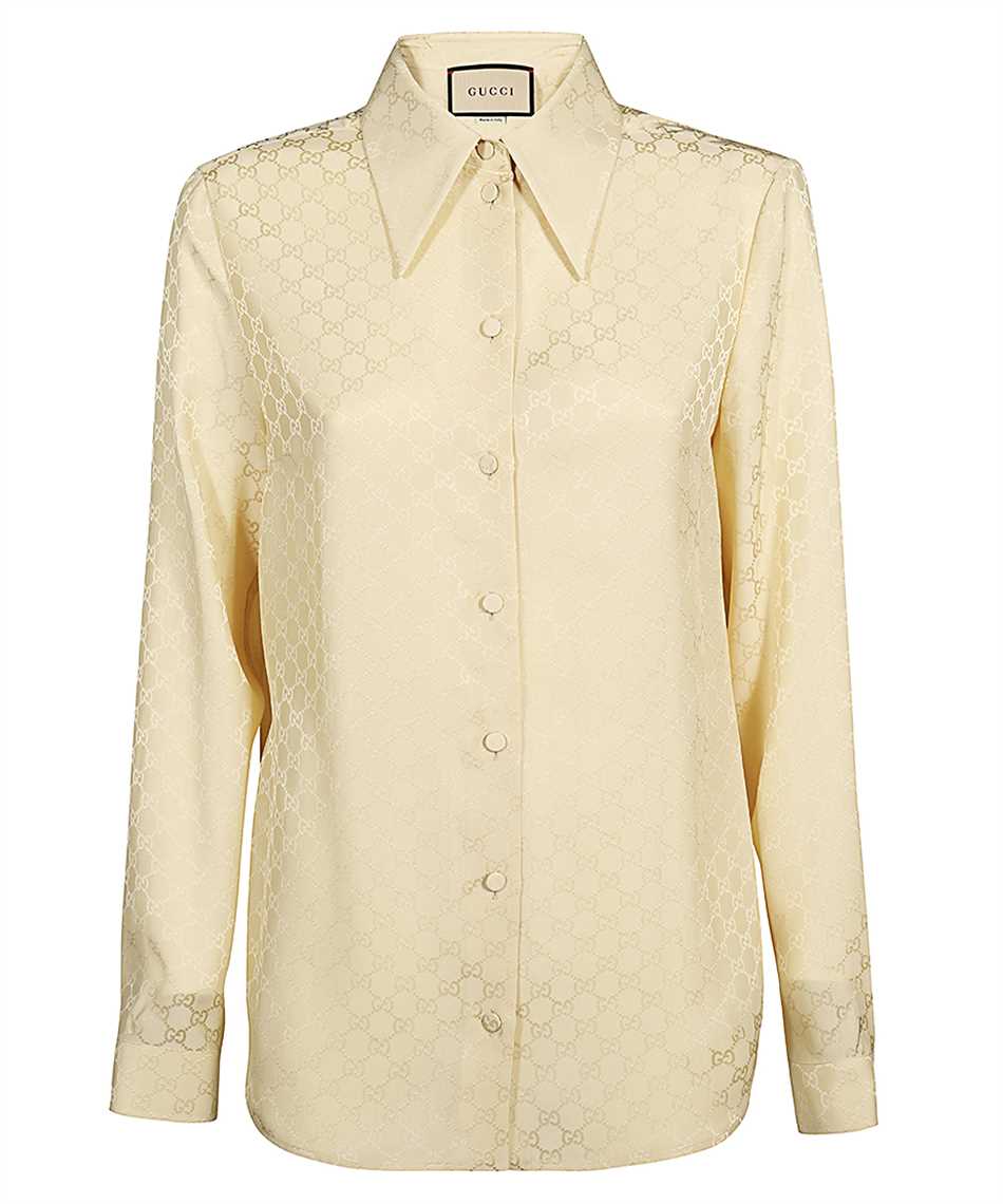 GG silk crêpe shirt in beige