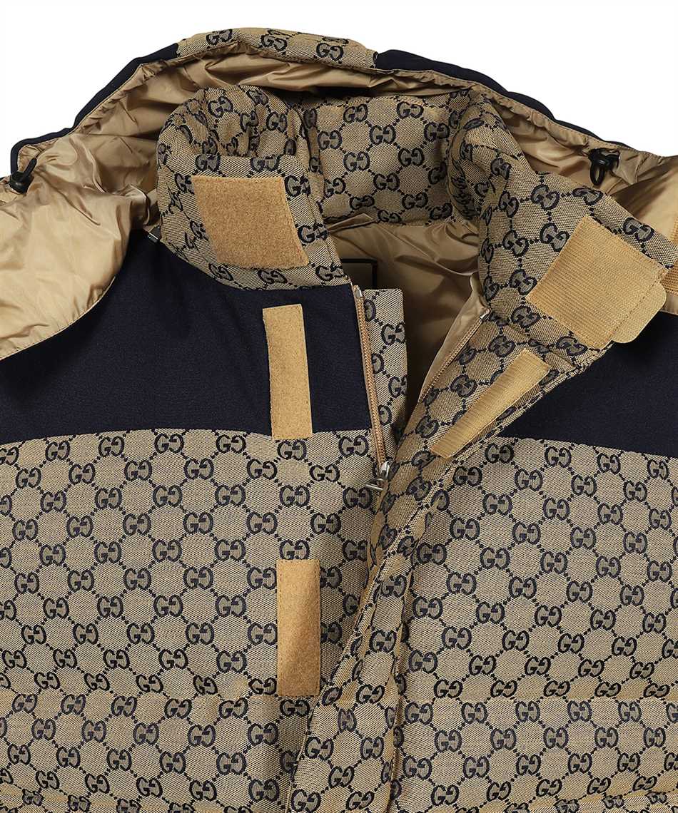 GUCCI GG canvas down vest with detachable hood (710586, 710586 Z8A58,  710586 Z8A58 9120)