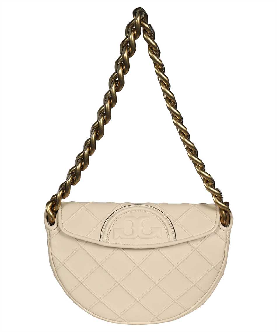 Fleming Double-Zip Mini Hobo Bag - Tory Burch - Black/Silver - Leather