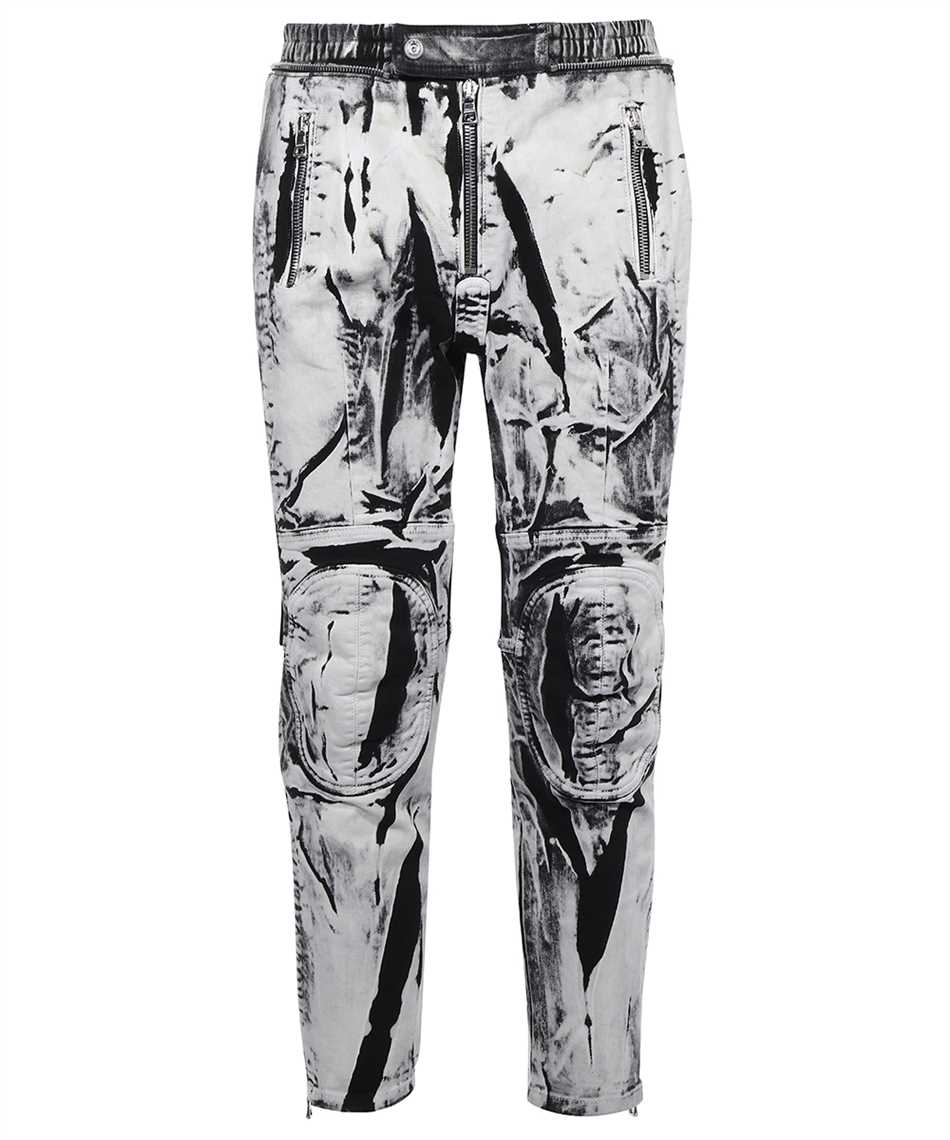 Balmain YH1MI010DC30 KNEE-PADS B&W PRINTED RIDER Jeans 1