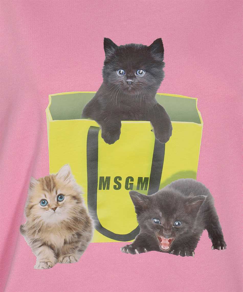 MSGM 3341MDM173 227799 CAT LOGO BAG Hoodie Pink