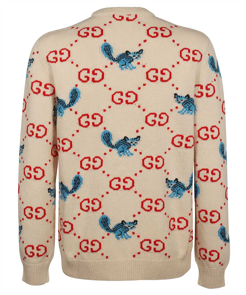 Gucci 661836 XKBXX FREYA HARTAS GG ANIMAL Knit Beige