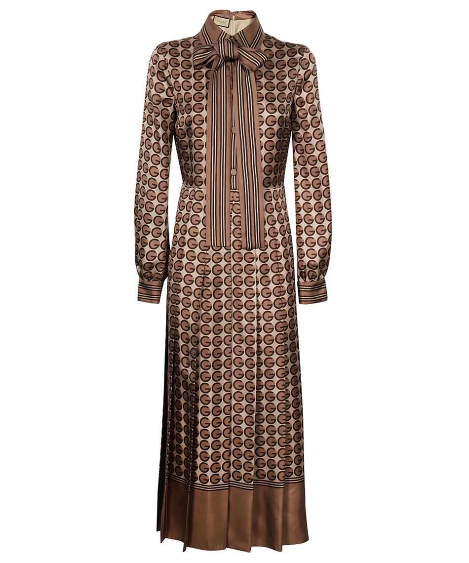 Gucci Round G Printed Silk Shirt Dress - Brown