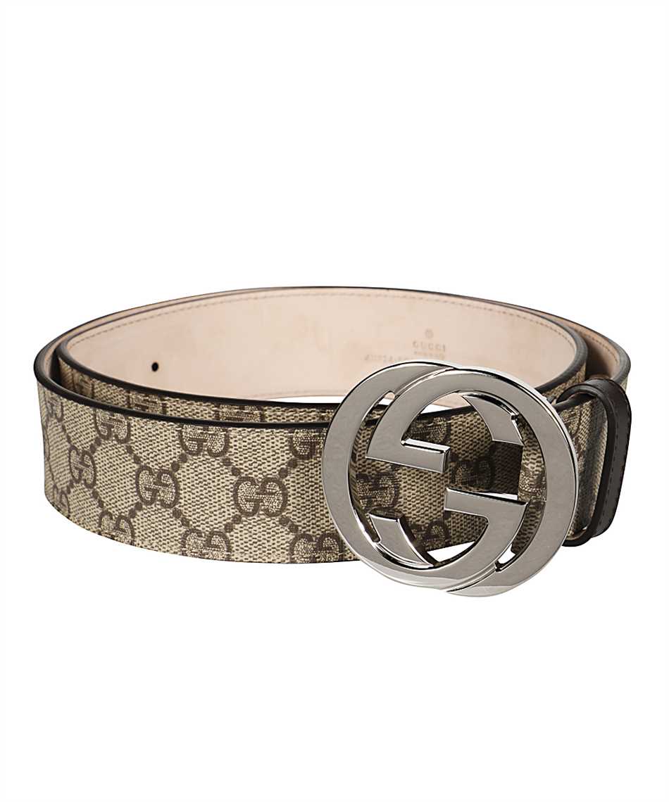 Gucci Beige Blue Supreme Belt With Silver Buckle for Sale in