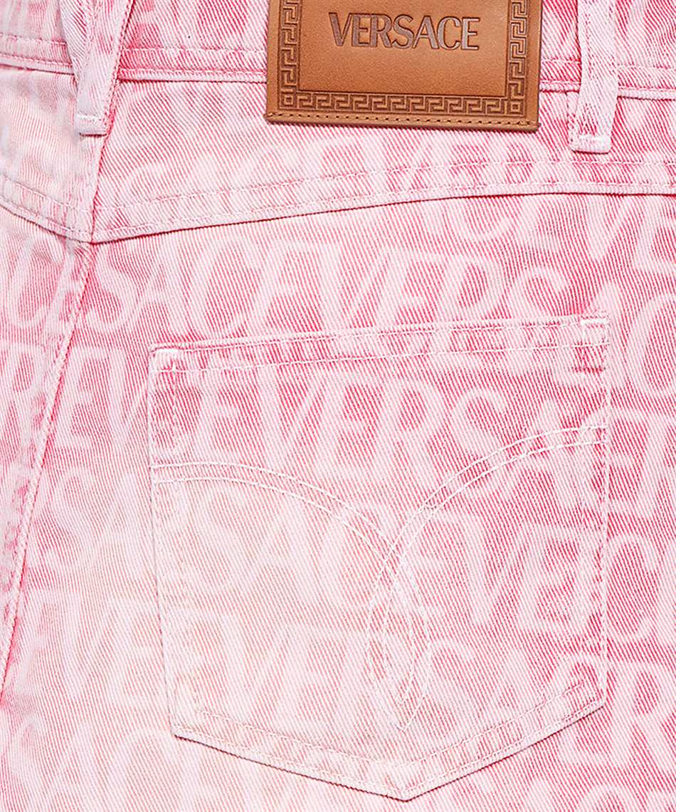 Versace 1010949 1A08193 MONOGRAM-JACQUARD DENIM MINI Skirt Pink