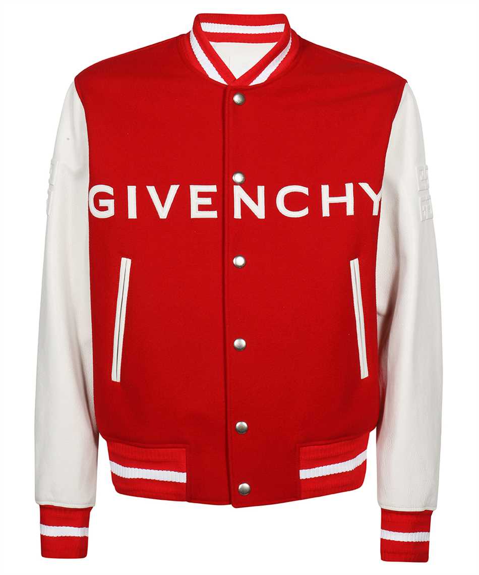Lionel Green Street Fantasie Van toepassing zijn Givenchy BM011S6Y16 VARSITY WOOL GRAINED LEATHER Jacket Red