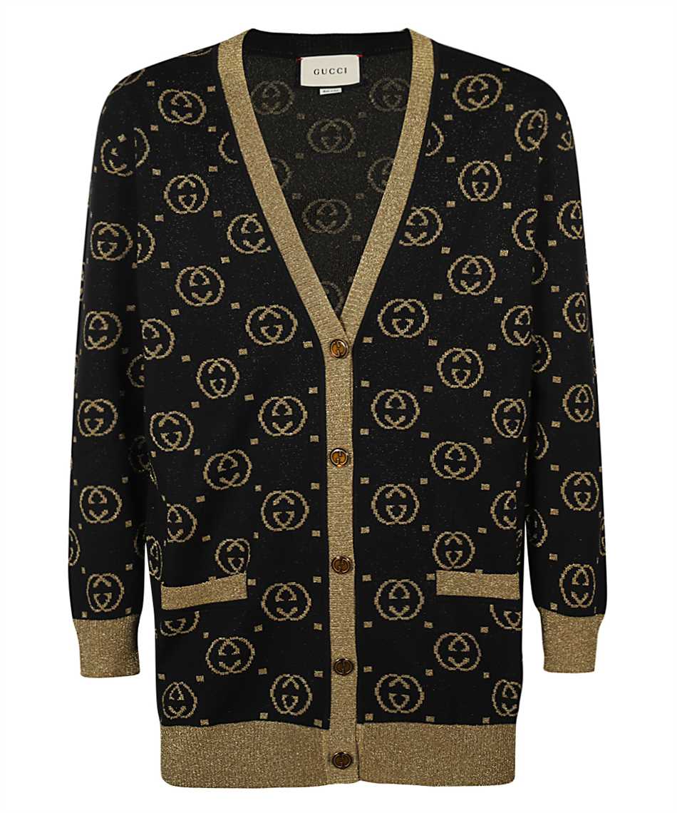 gucci black and gold cardigan