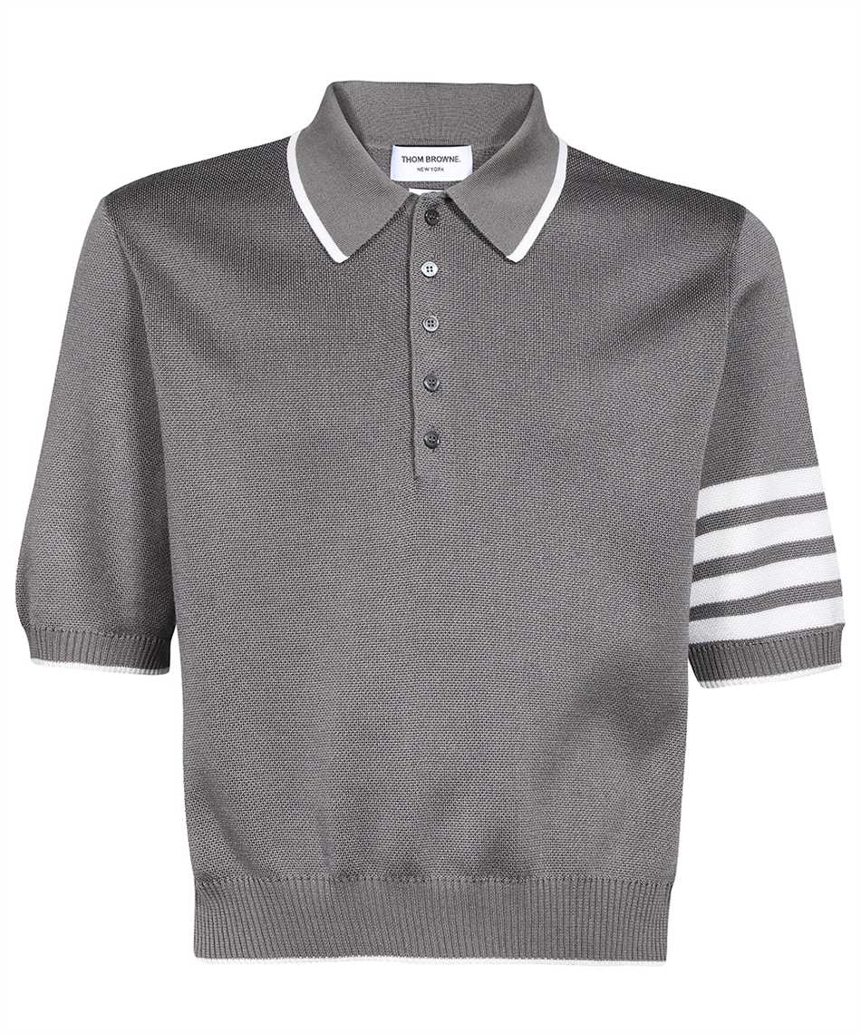 Thom Browne MKP080A Y3504 BIRDSEYE JACQUARD Polo Grey