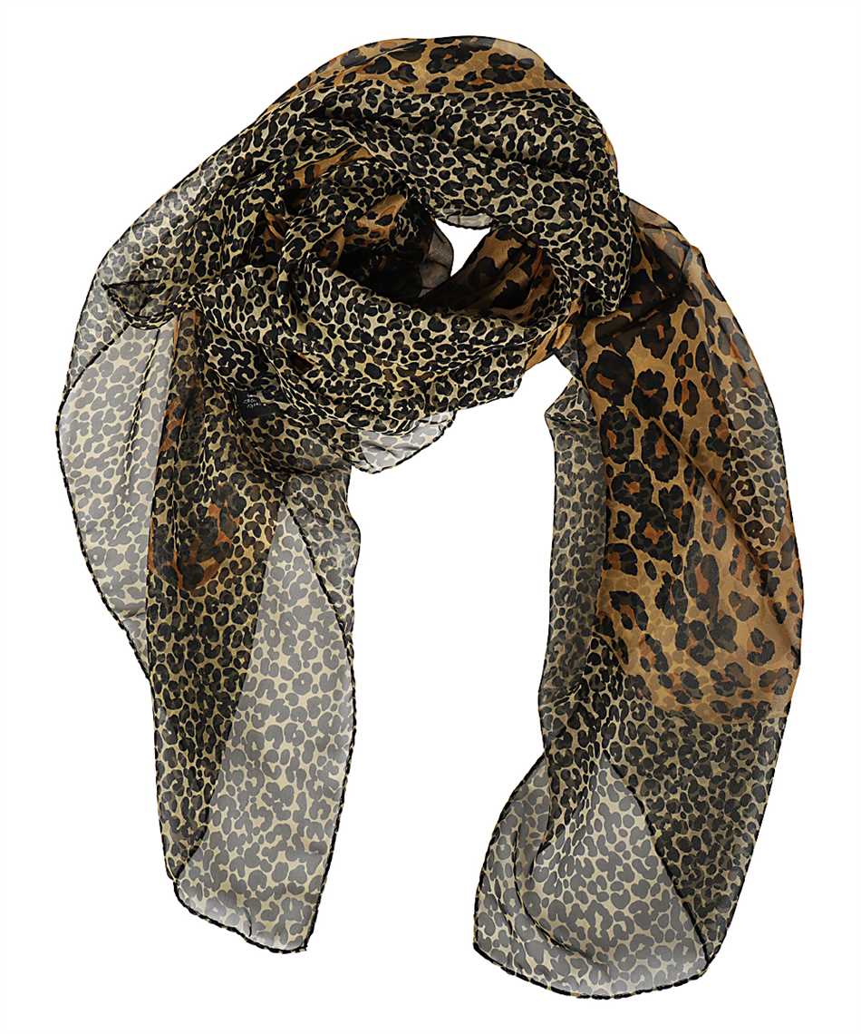 Saint Laurent - Beige Leopard Print Silk Scarf