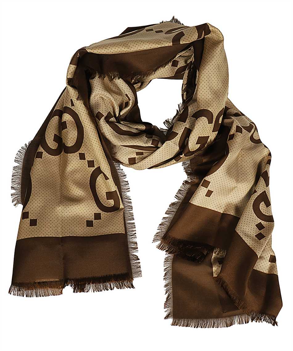 Gucci GG Monogram Brown Silk Scarf