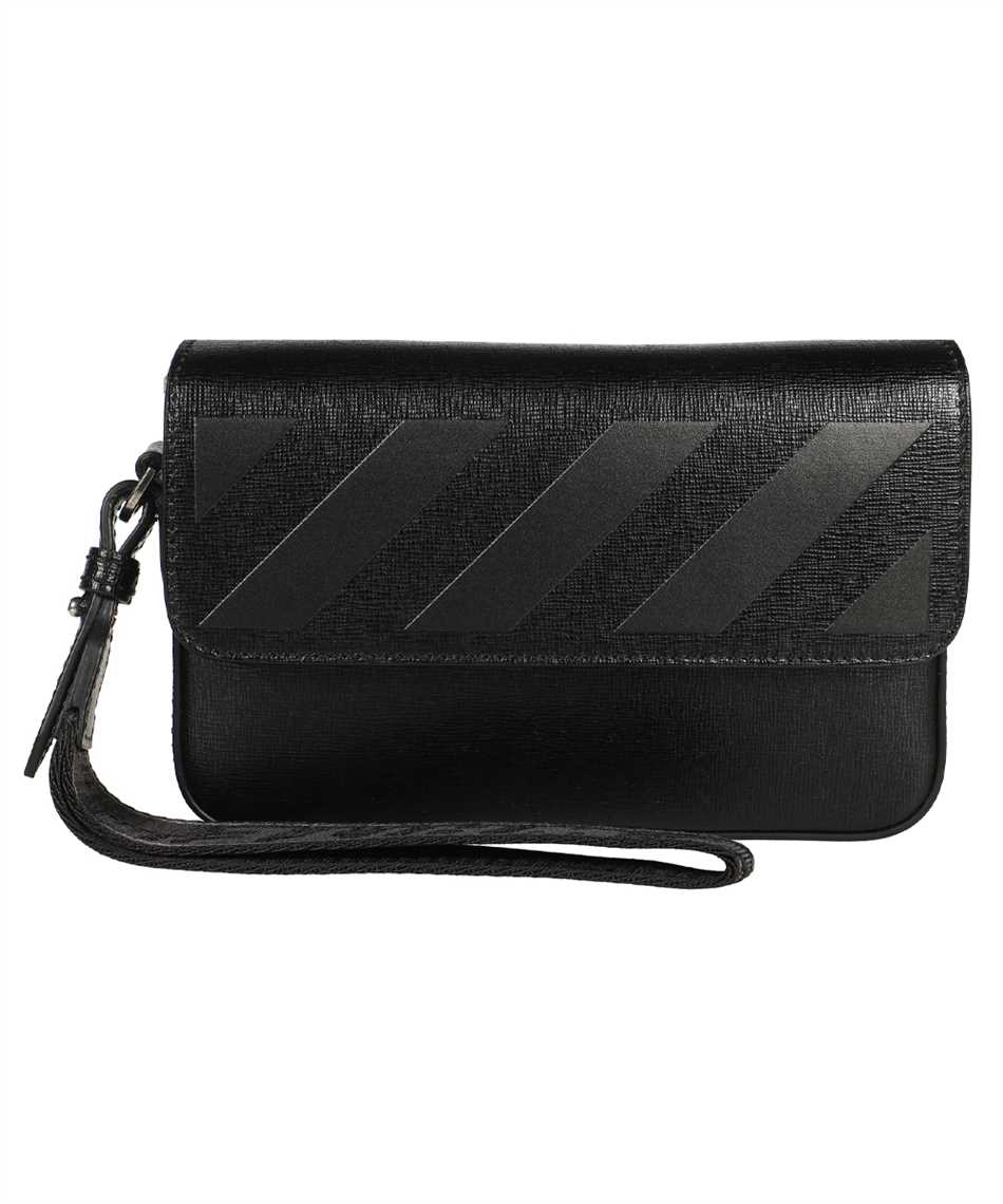 Off-White OMNM012F21LEA001 3D DIAG SAFFIANO CLUTCH Black