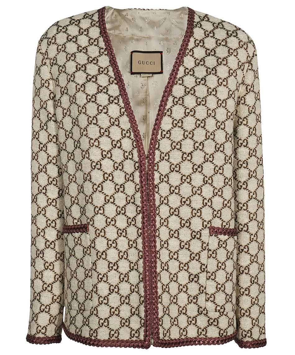 Beige GG-jacquard cotton-blend jacket