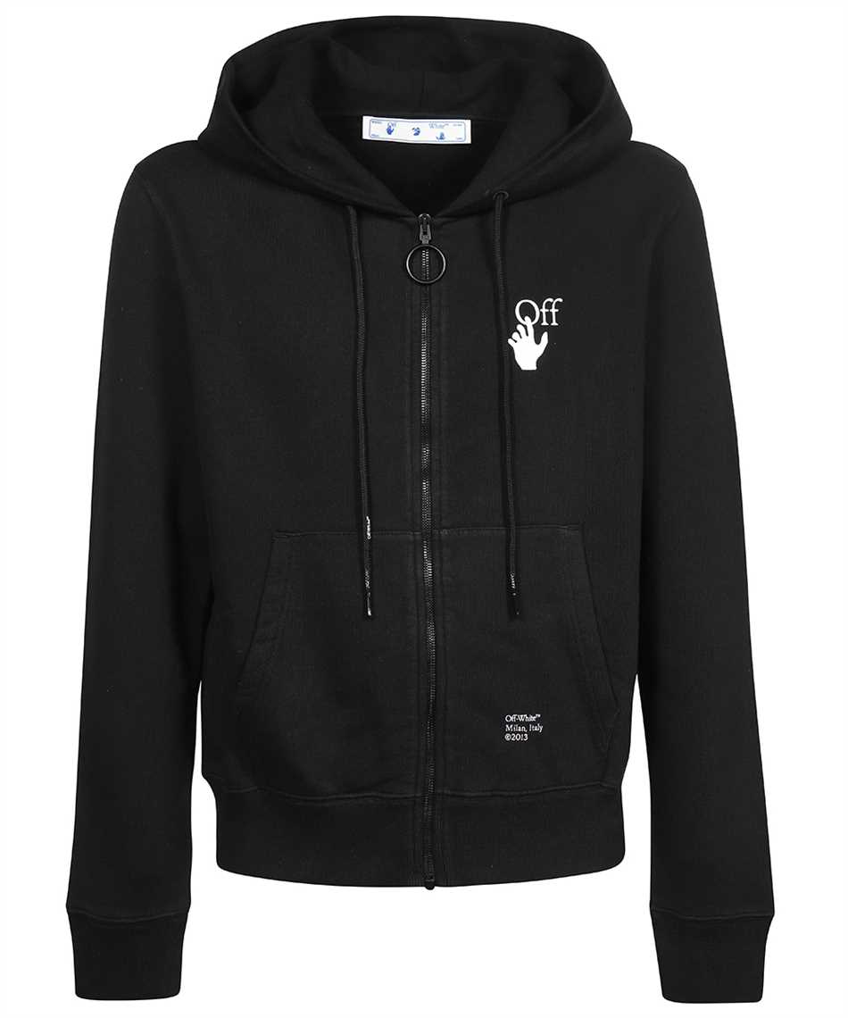 Off-White OMBE001F21FLE009 CARAVAGGIO ARROW SLIM ZIP Hoodie Black