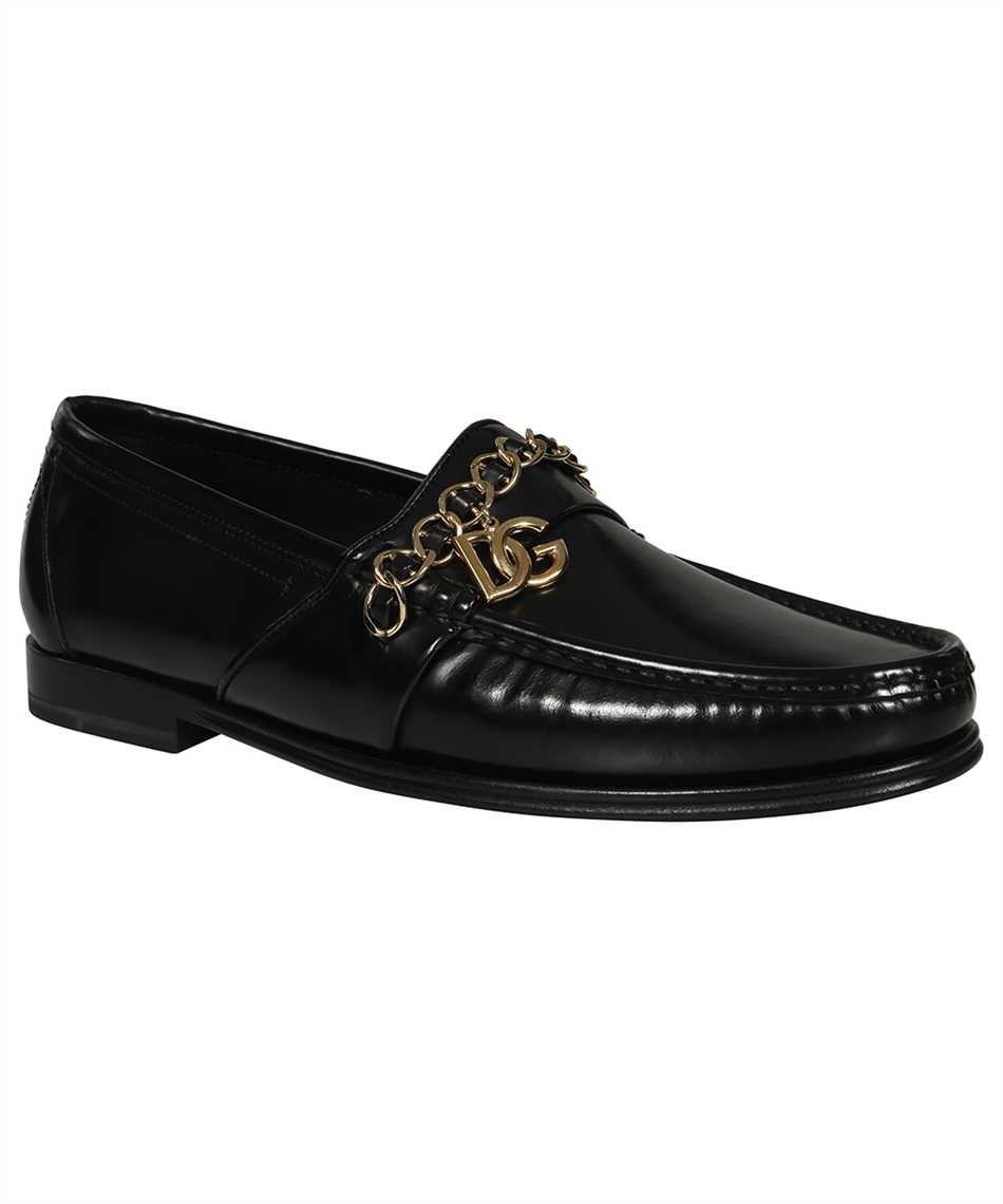 Dolce & Gabbana A30154 AY925 CHAIN-TRIM LEATHER Loafers 2