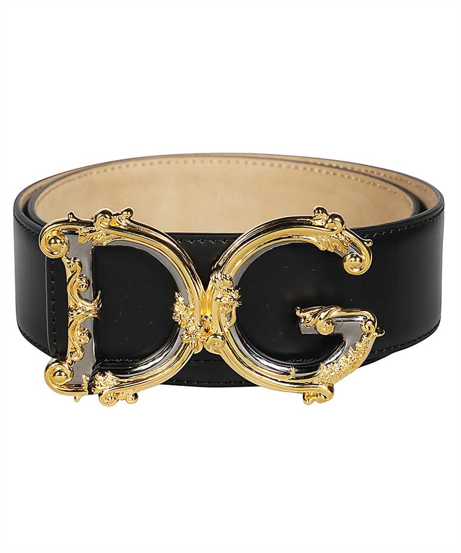 Dolce & Gabbana DG Logo Buckle Leather Belt in Nero /Gold