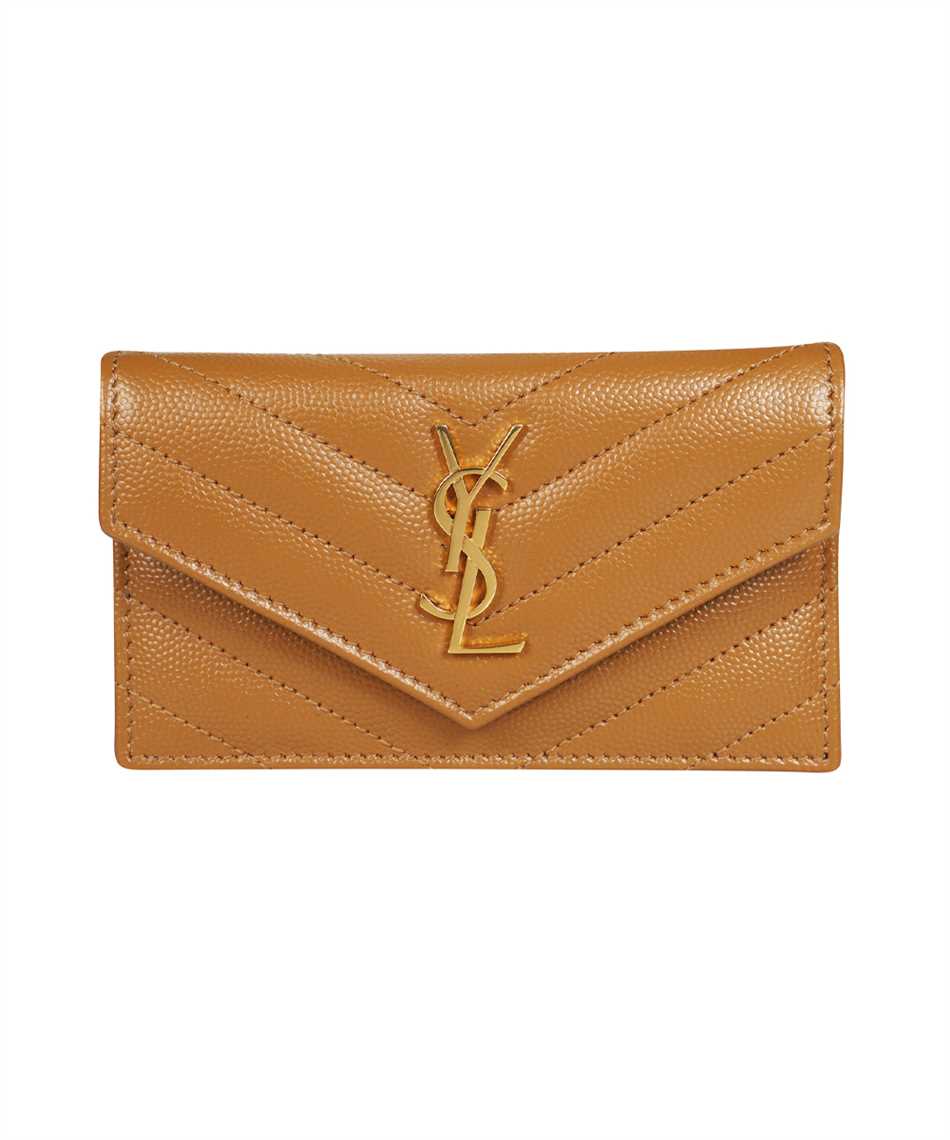 Saint Laurent 612808 BOW01 MONOGRAM FRAGMENTS FLAP Card holder Brown